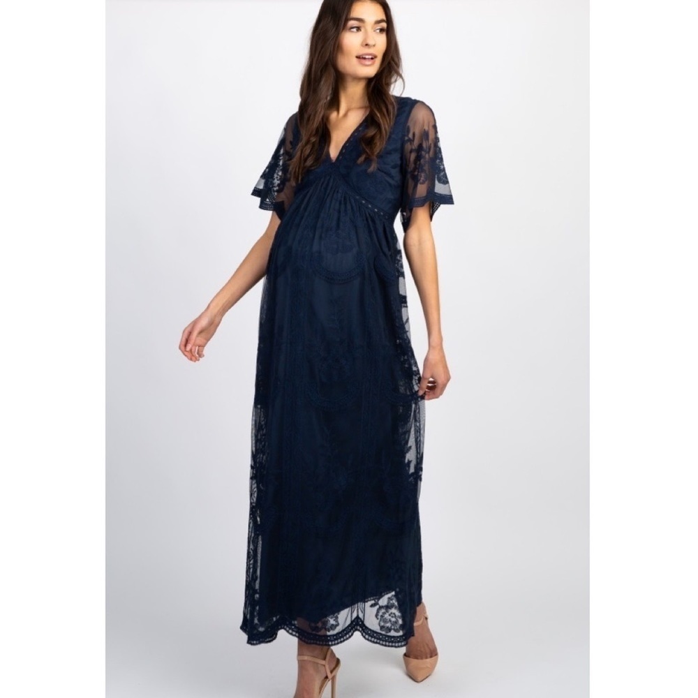 Pinkblush Navy Lace Maxi Maternity Dress